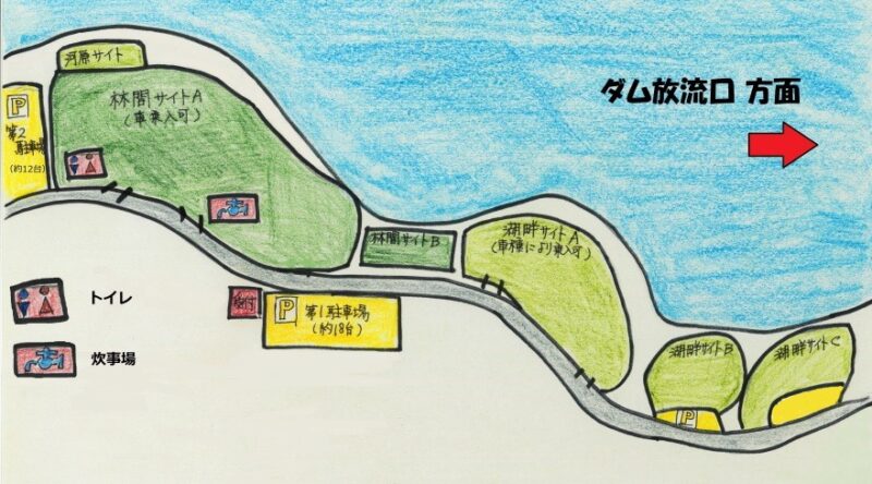 岩倉ダムキャンプ場のマップ